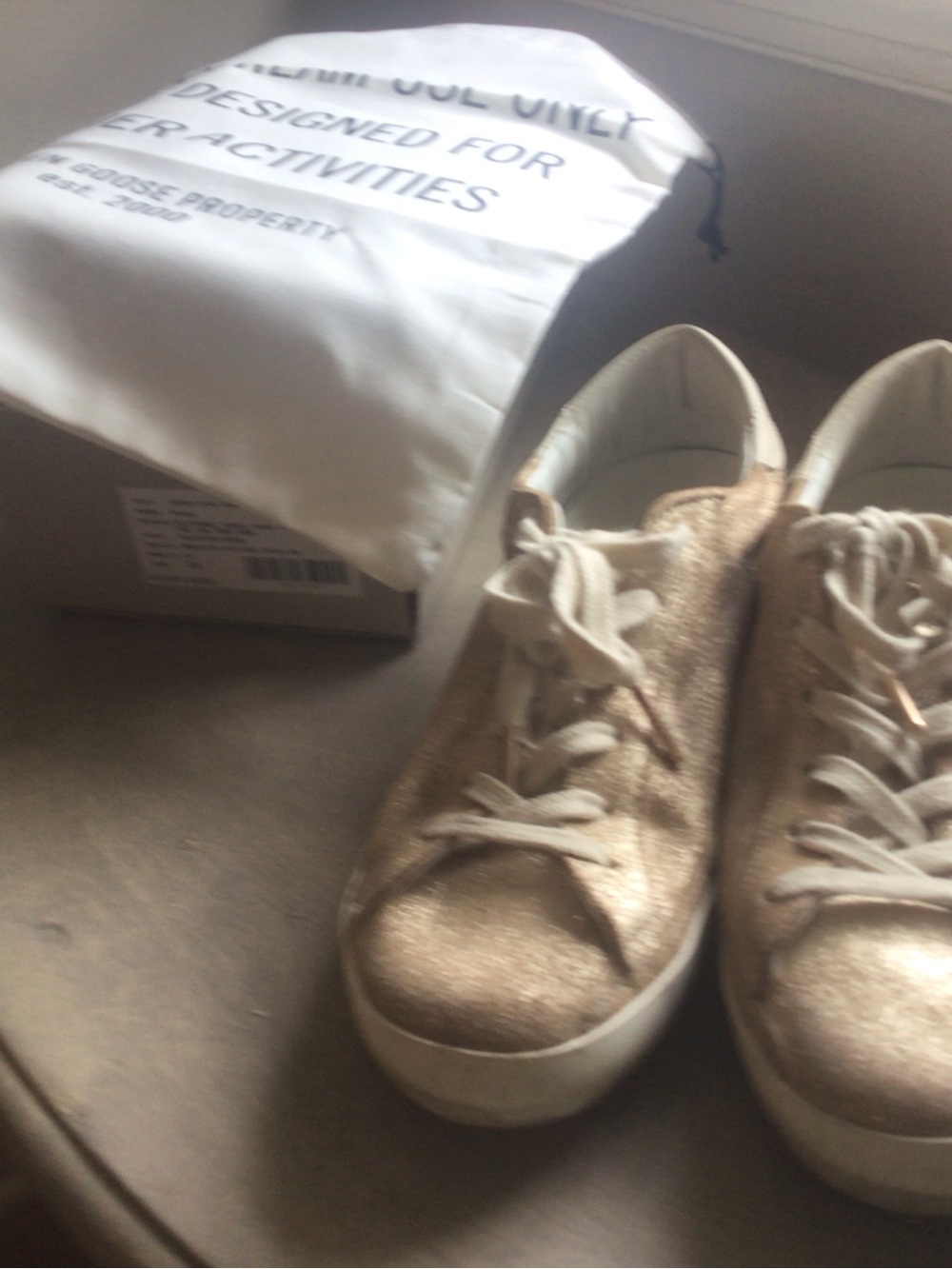 Golden Goose Metallic Champagne Lace-Up Sneakers